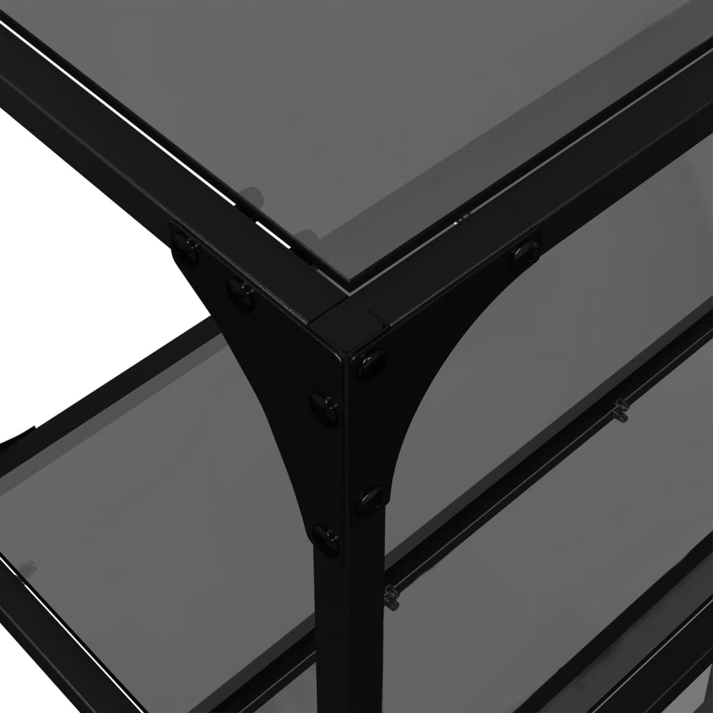 Table console avec dessus en verre noir 158,5x30x81 cm acier