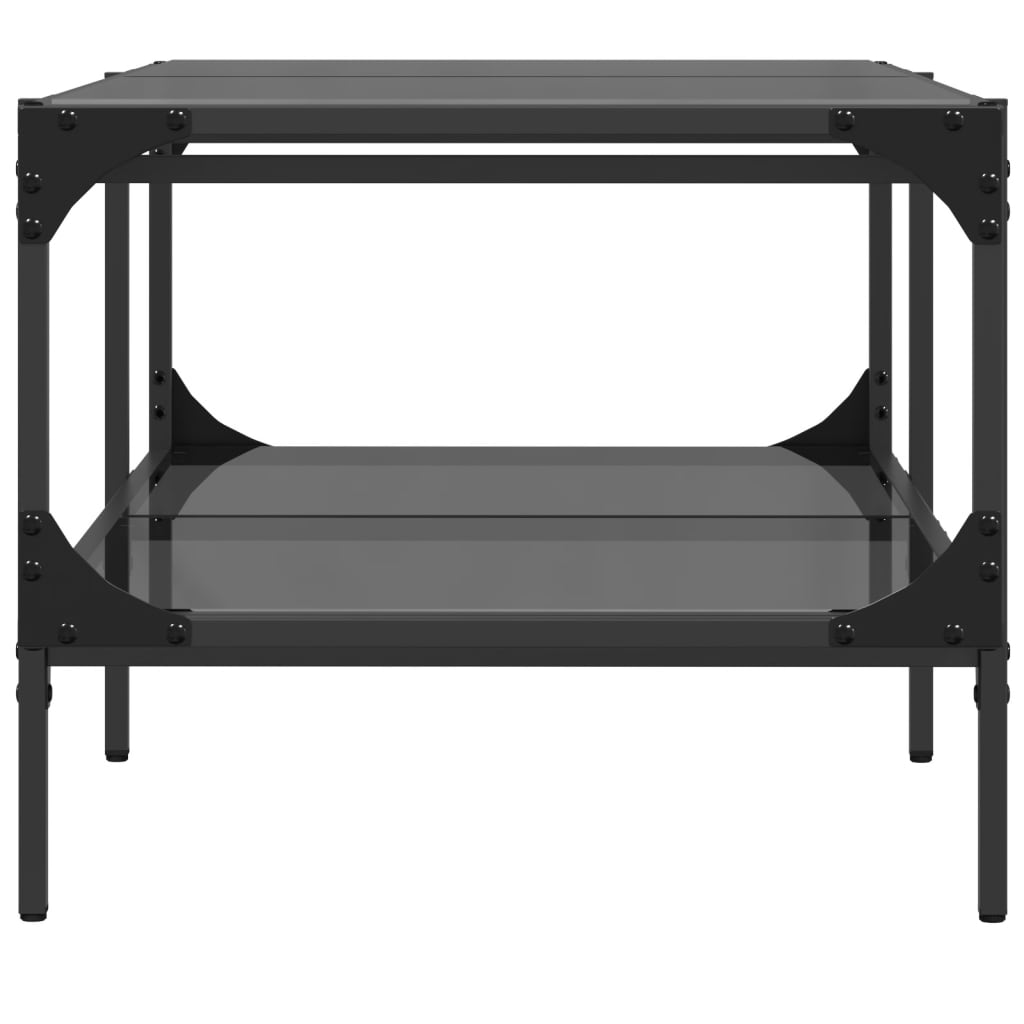 Table basse avec dessus en verre noir 98,5x50x45 cm acier