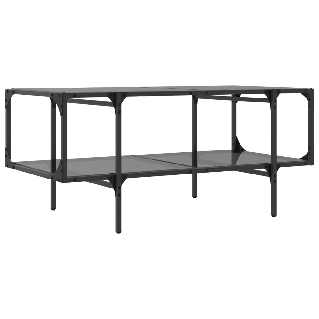 Table basse avec dessus en verre noir 98,5x50x45 cm acier