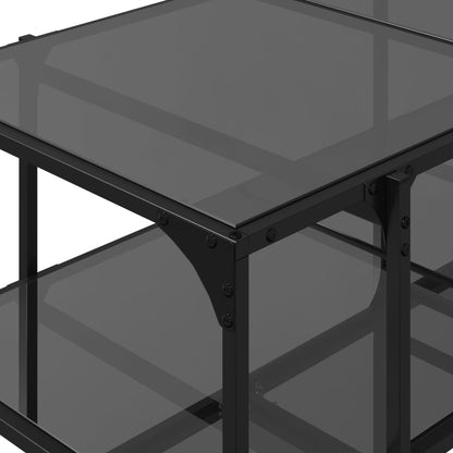 Table basse avec dessus en verre noir 98,5x50x45 cm acier