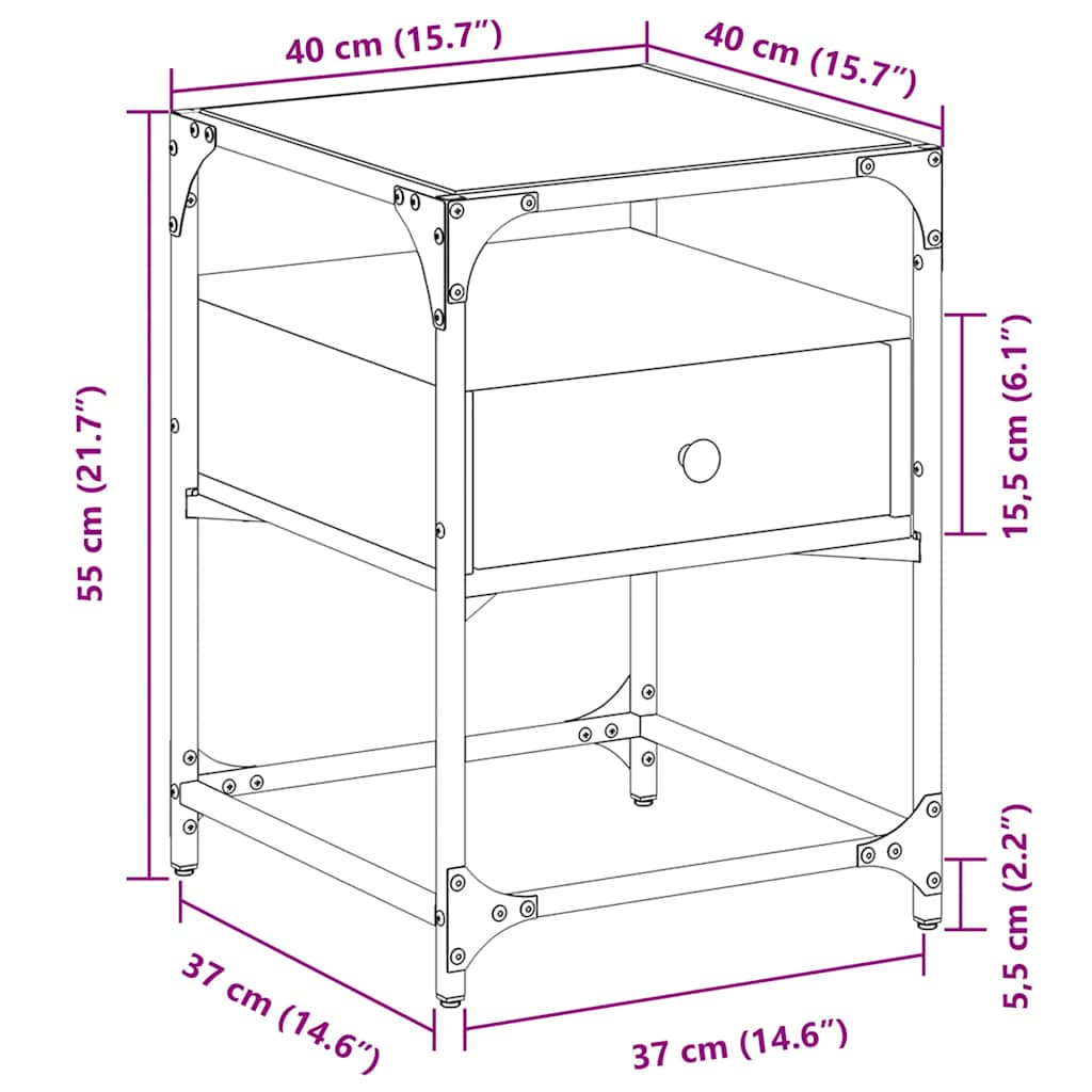 Table de chevet chêne sonoma 40x40x55 cm bois d’ingénierie