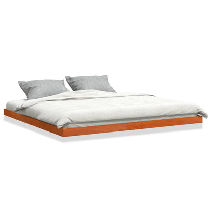 Cadre de lit sans matelas cire marron 200x200cm bois pin massif