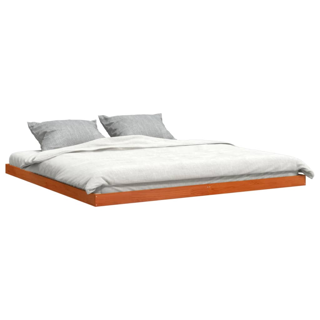 Cadre de lit sans matelas cire marron 200x200cm bois pin massif