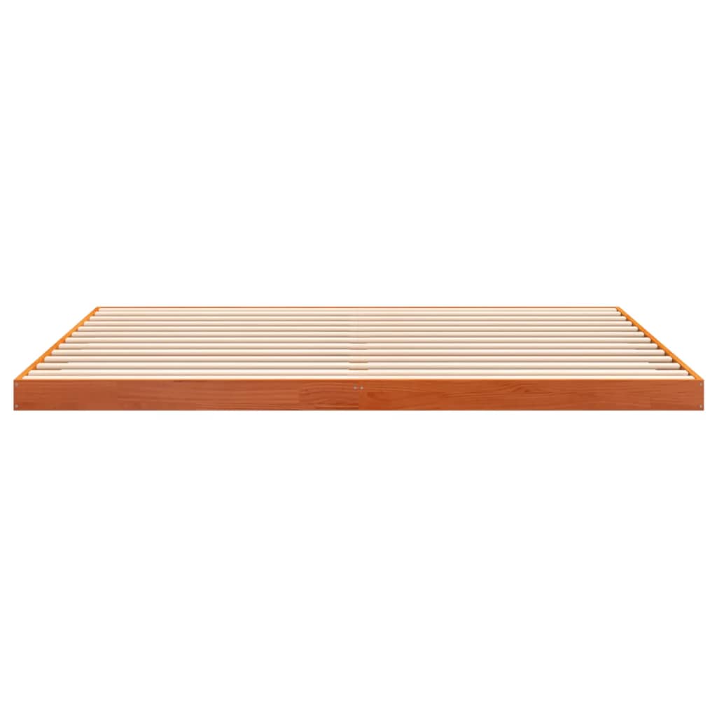 Cadre de lit sans matelas cire marron 200x200cm bois pin massif