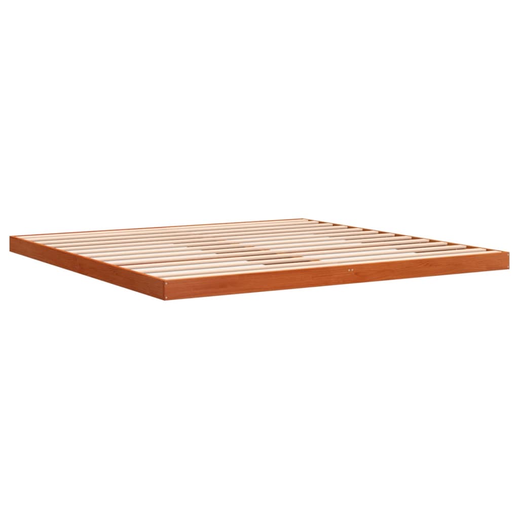 Cadre de lit sans matelas cire marron 200x200cm bois pin massif