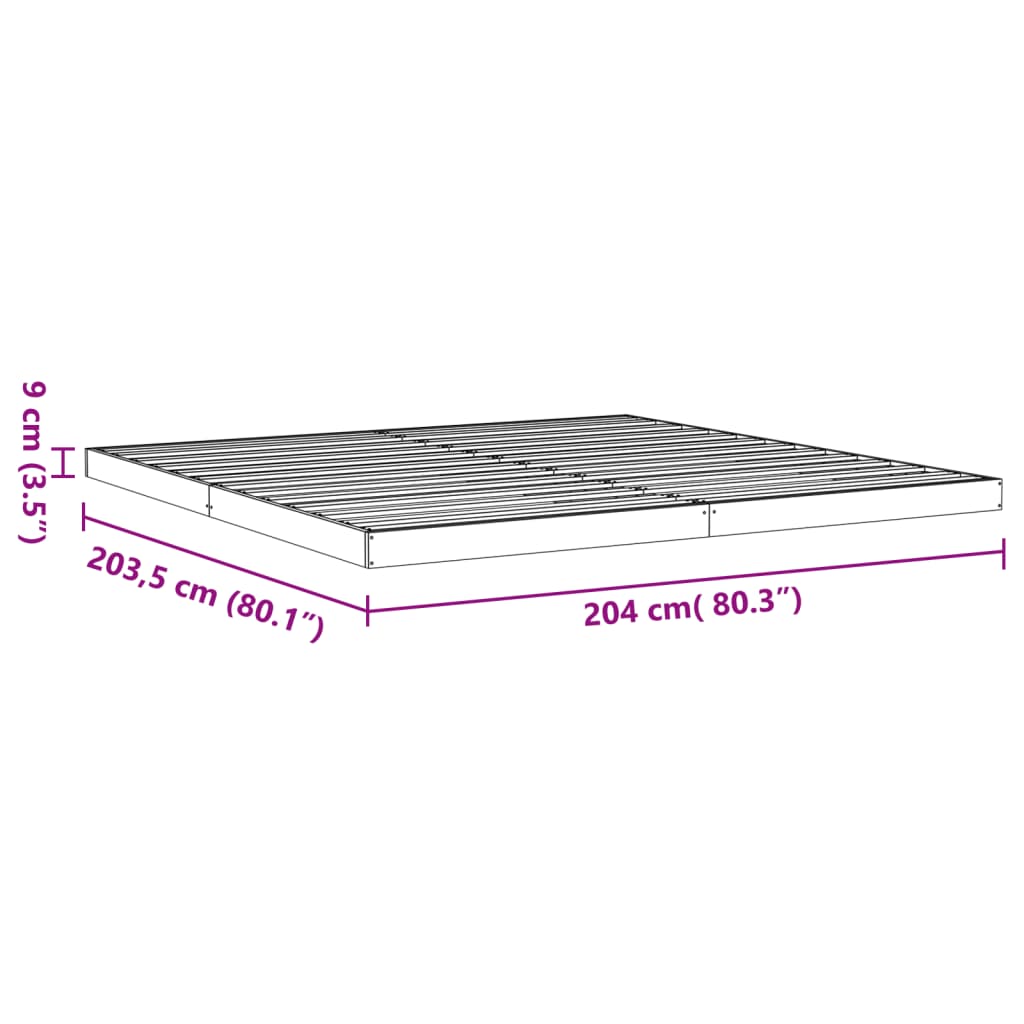 Cadre de lit sans matelas cire marron 200x200cm bois pin massif