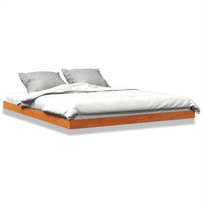 Cadre de lit sans matelas cire marron 150x200cm bois pin massif