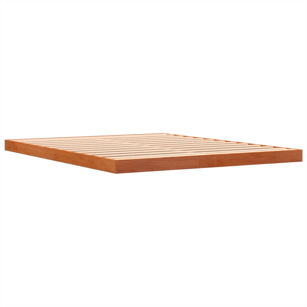 Cadre de lit sans matelas cire marron 150x200cm bois pin massif