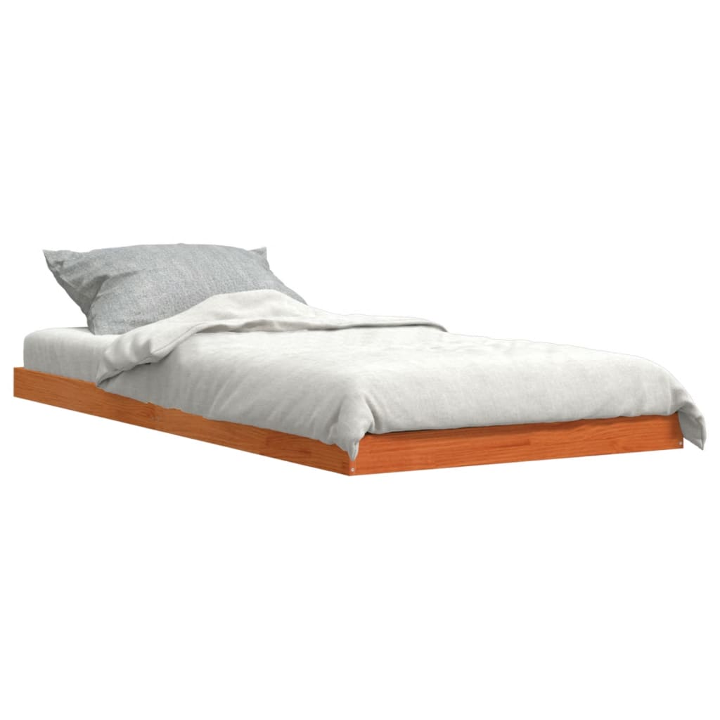 Cadre de lit sans matelas cire marron 100x200cm bois pin massif