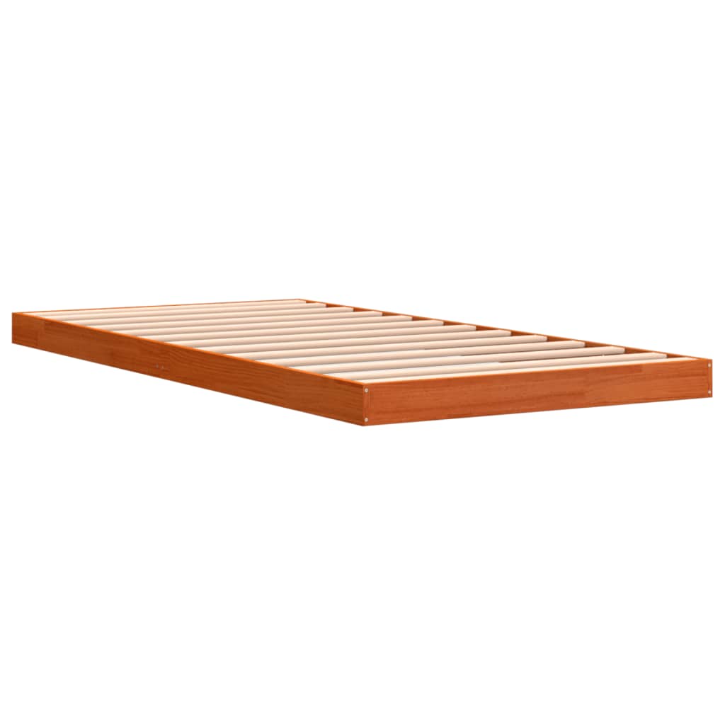 Cadre de lit sans matelas cire marron 100x200cm bois pin massif