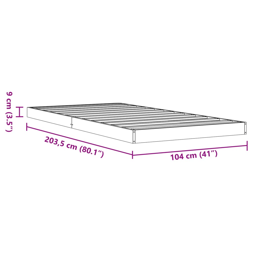 Cadre de lit sans matelas cire marron 100x200cm bois pin massif