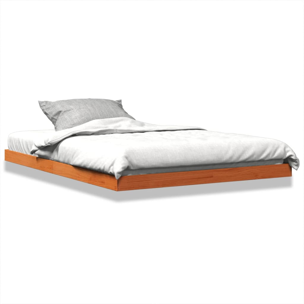 Cadre de lit sans matelas cire marron 140x190cm bois pin massif