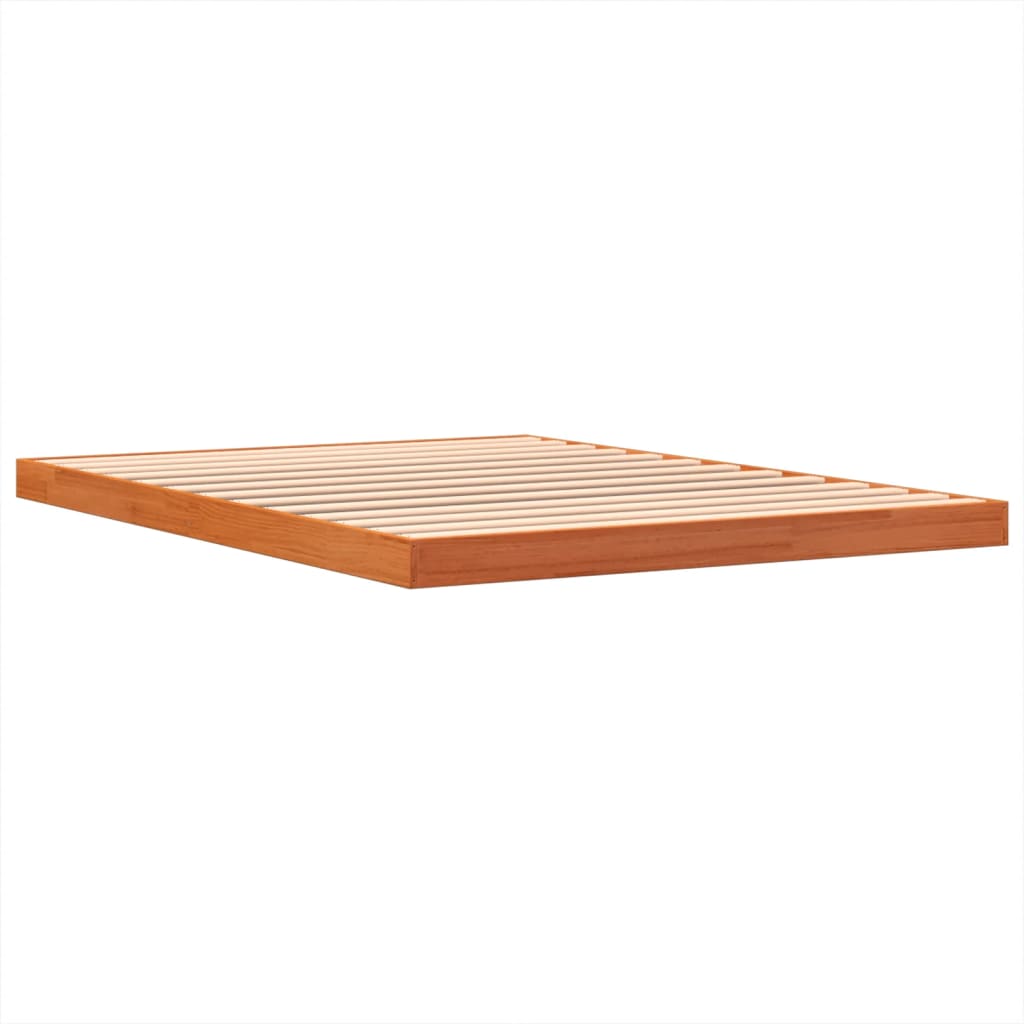 Cadre de lit sans matelas cire marron 140x190cm bois pin massif