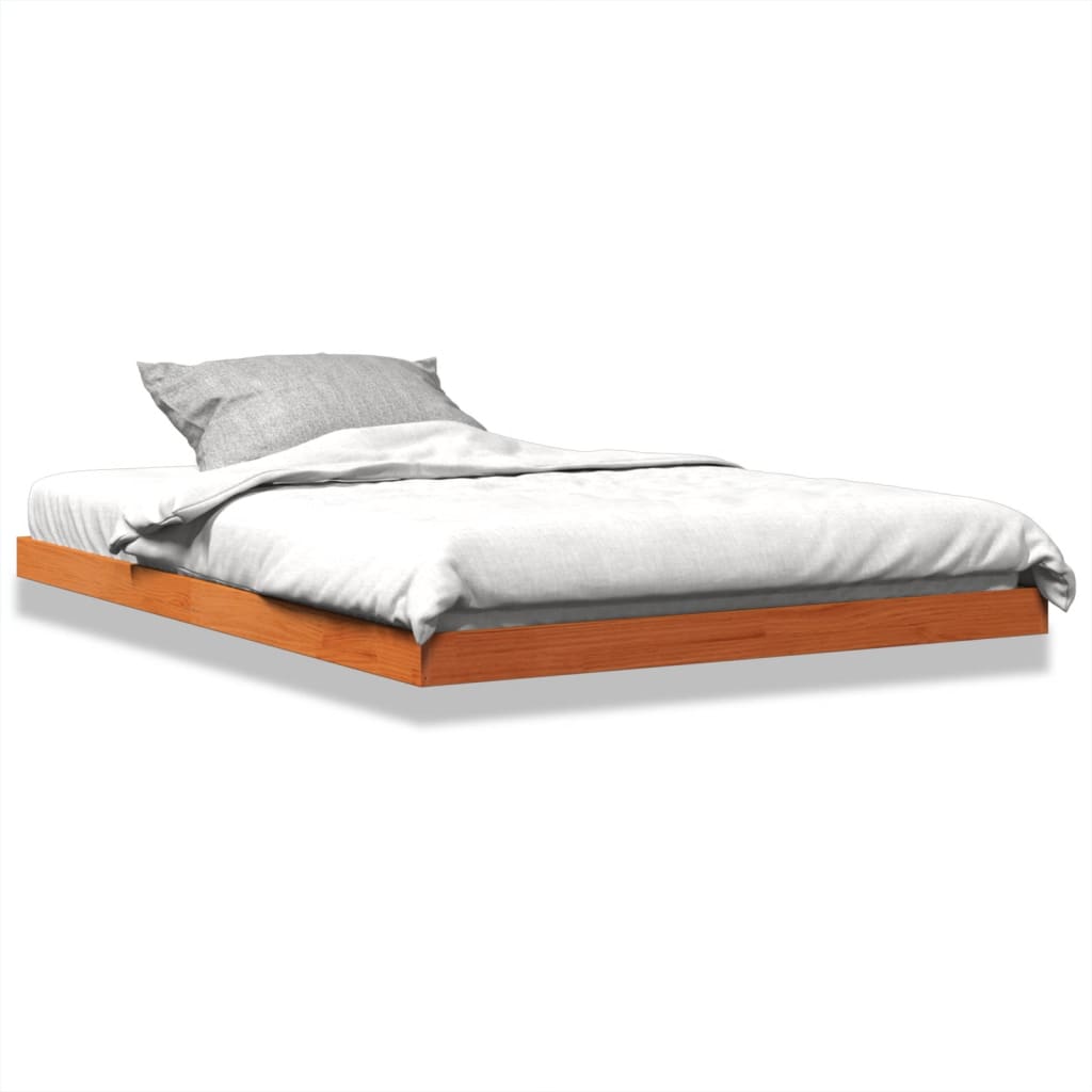 Cadre de lit sans matelas cire marron 135x190cm bois pin massif