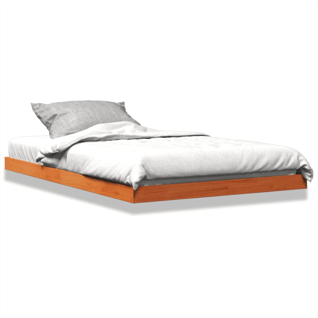 Cadre de lit sans matelas cire marron 120x190cm bois pin massif