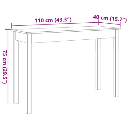 Table console marron miel 110x40x75 cm bois massif de pin