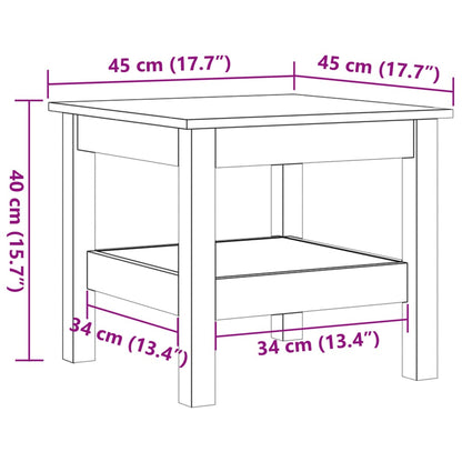 Table basse cire marron 45x45x40 cm bois massif de pin