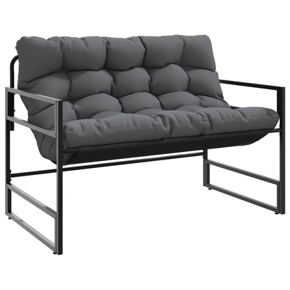 Banc de jardin avec coussin anthracite 113 cm acier