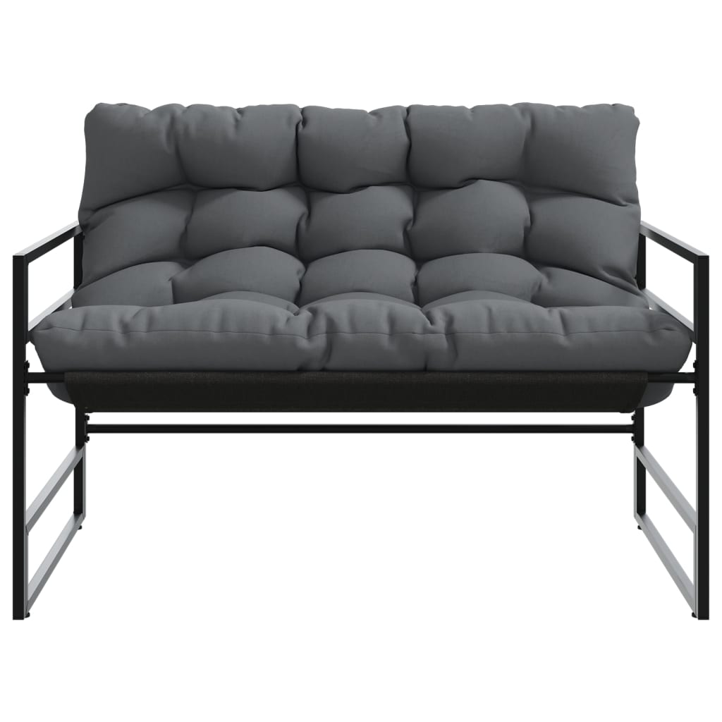 Banc de jardin avec coussin anthracite 113 cm acier