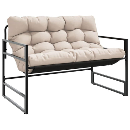 Banc de jardin avec coussin taupe 113 cm acier