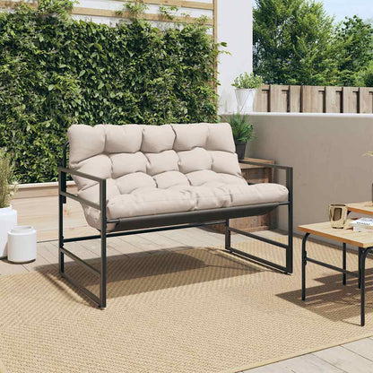 Banc de jardin avec coussin taupe 113 cm acier