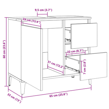 Armoire salle de bain chêne sonoma 65x33x60 cm