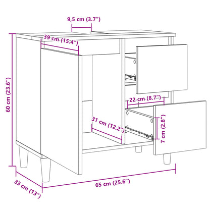 Armoire salle de bain chêne sonoma 65x33x60 cm