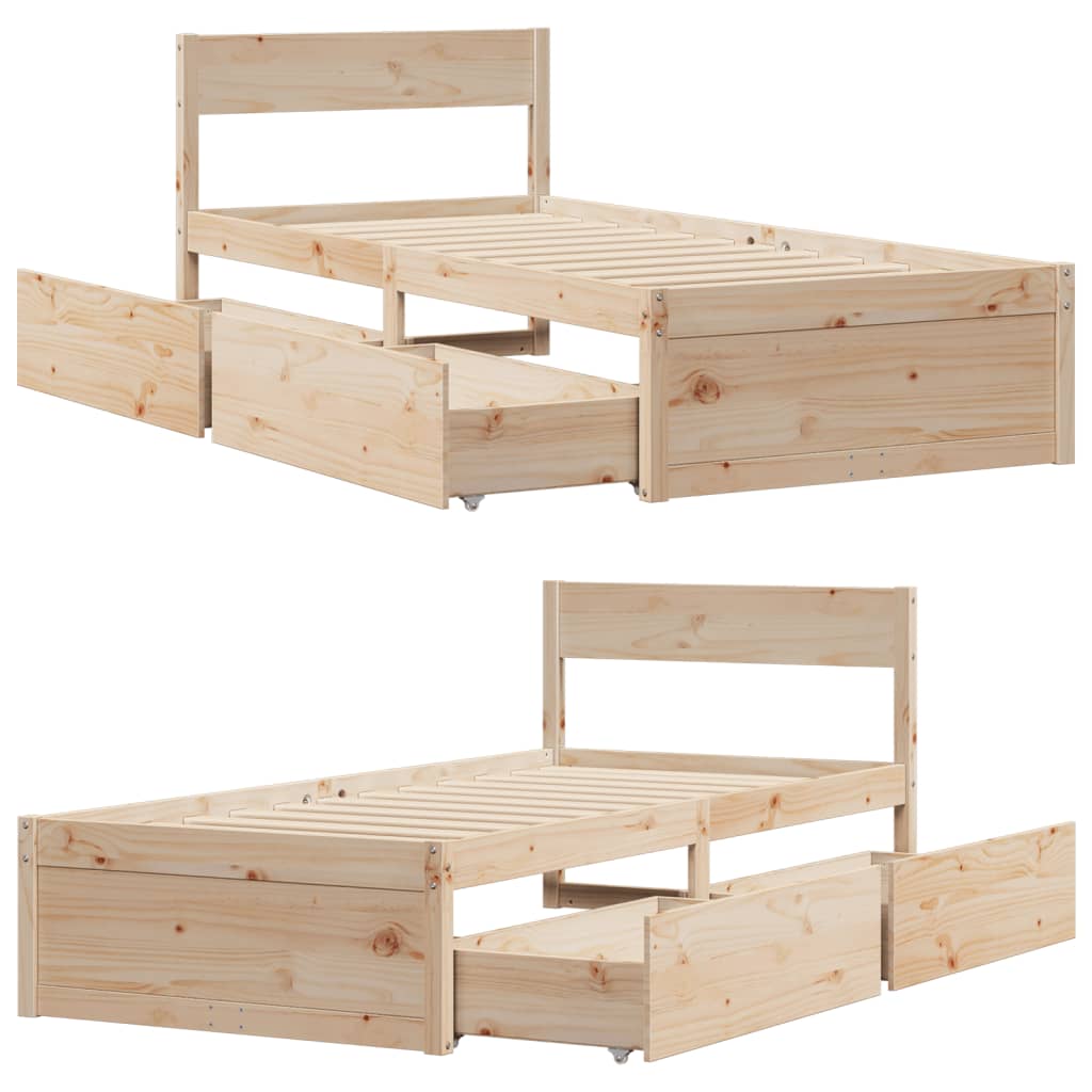 Cadre de lit sans matelas 100x200 cm bois massif de pin