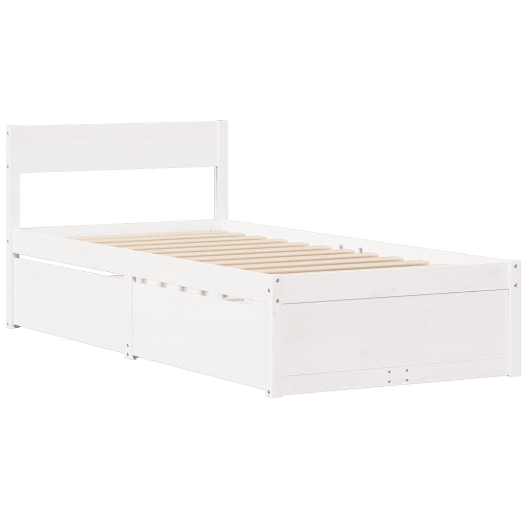 Cadre de lit sans matelas blanc 100x200 cm bois de pin massif