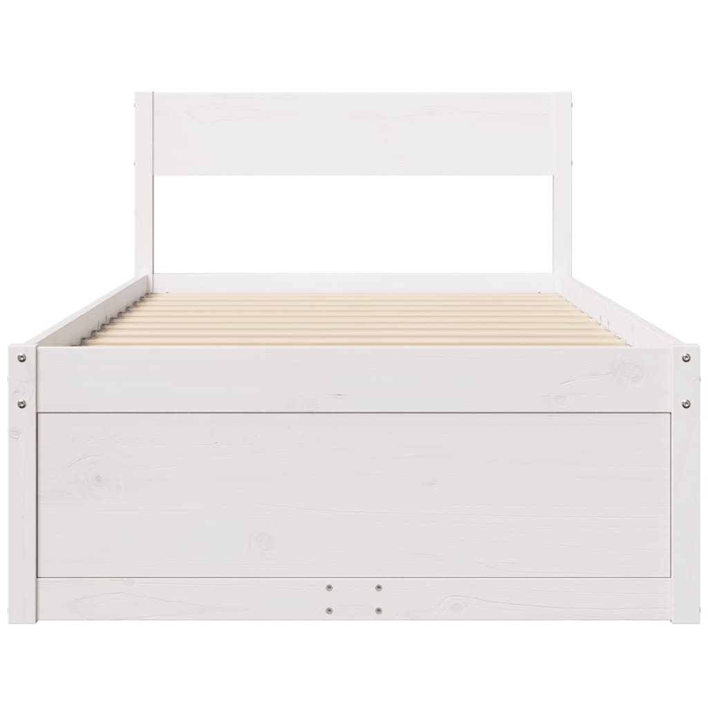 Cadre de lit sans matelas blanc 100x200 cm bois de pin massif