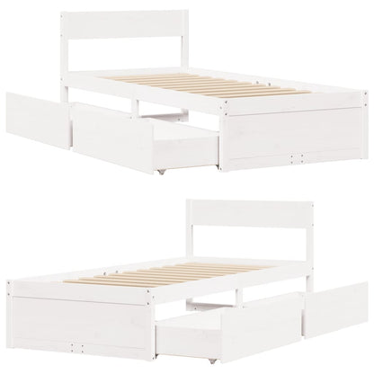 Cadre de lit sans matelas blanc 100x200 cm bois de pin massif