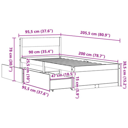 Cadre de lit sans matelas 90x200 cm bois de pin massif