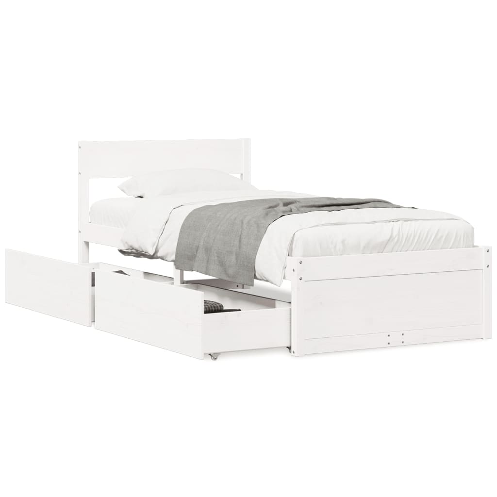 Cadre de lit sans matelas blanc 90x200 cm bois de pin massif