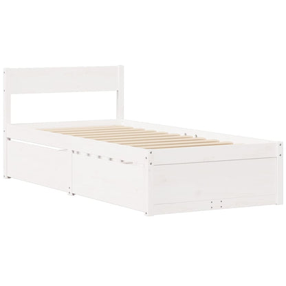 Cadre de lit sans matelas blanc 90x200 cm bois de pin massif