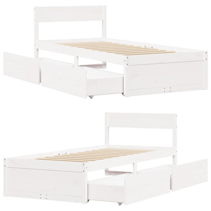 Cadre de lit sans matelas blanc 90x200 cm bois de pin massif