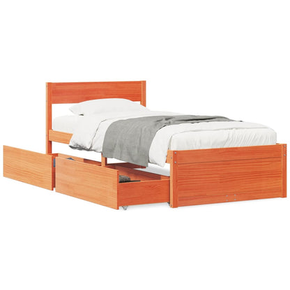 Cadre de lit sans matelas cire marron 90x200 cm bois pin massif