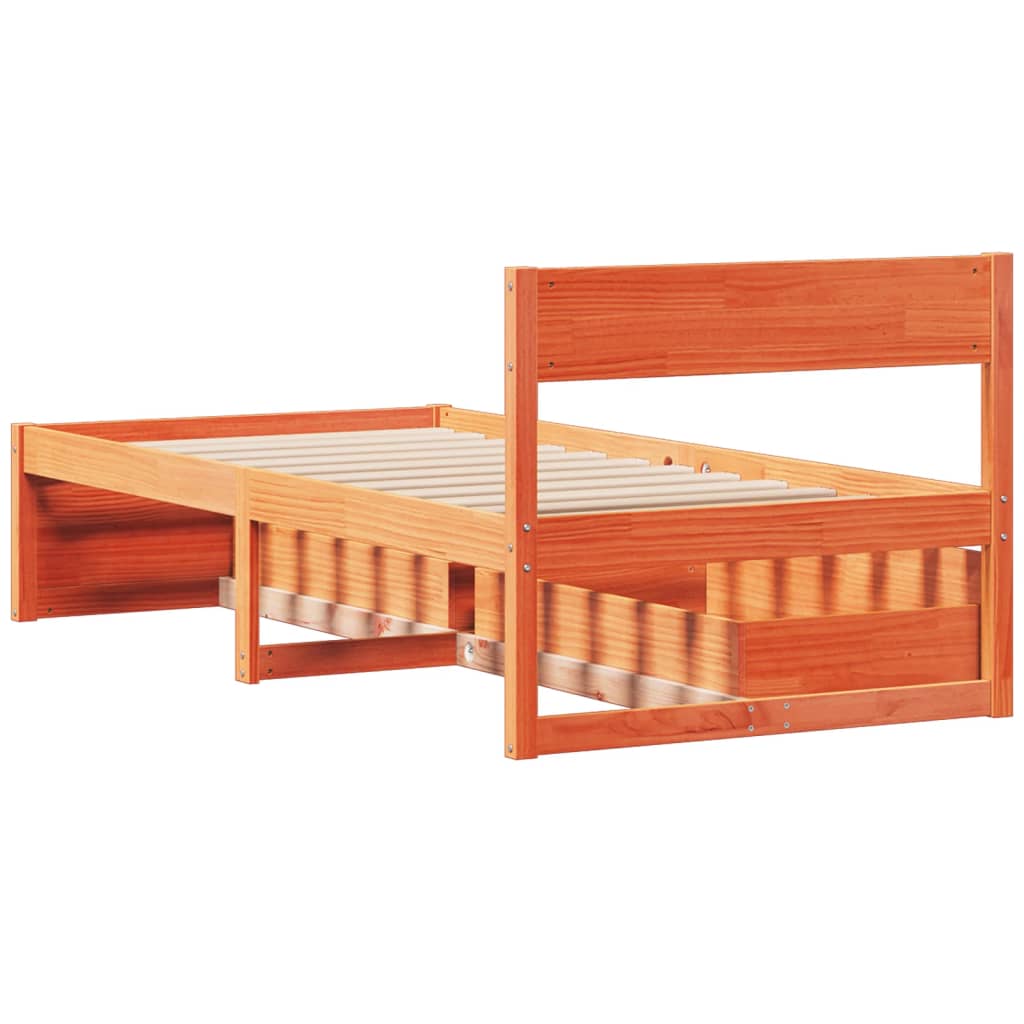 Cadre de lit sans matelas cire marron 90x200 cm bois pin massif