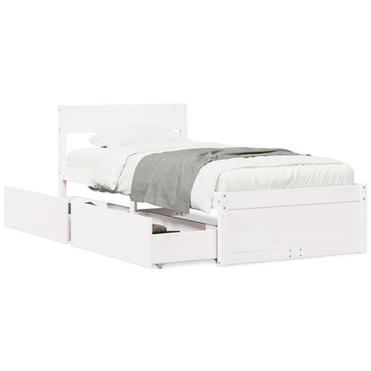 Cadre de lit sans matelas blanc 90x190 cm bois de pin massif