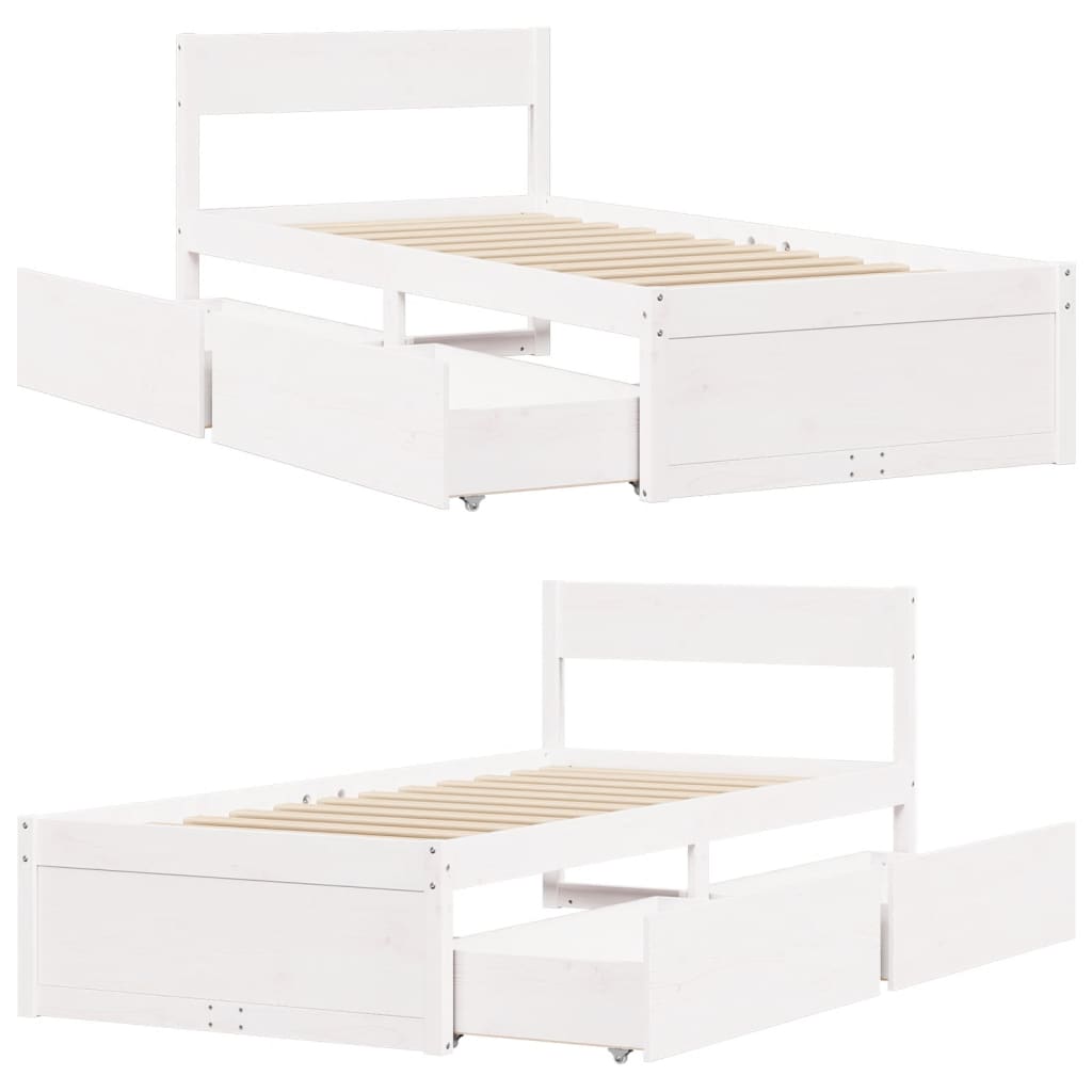 Cadre de lit sans matelas blanc 90x190 cm bois de pin massif