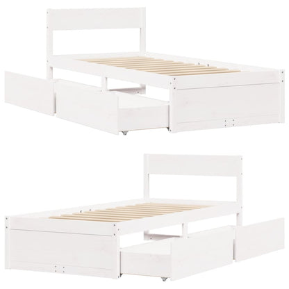 Cadre de lit sans matelas blanc 90x190 cm bois de pin massif