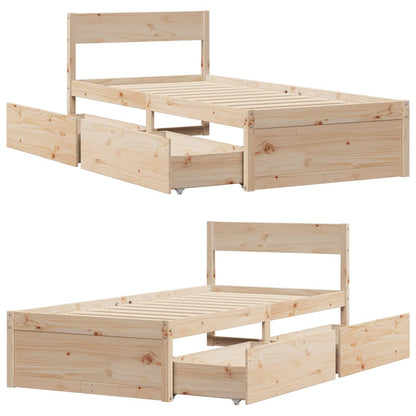 Cadre de lit sans matelas 75x190 cm bois de pin massif