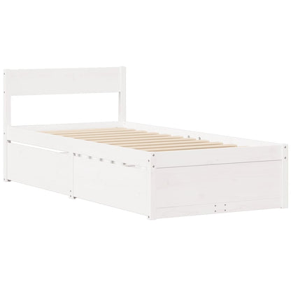 Cadre de lit sans matelas blanc 75x190 cm bois de pin massif