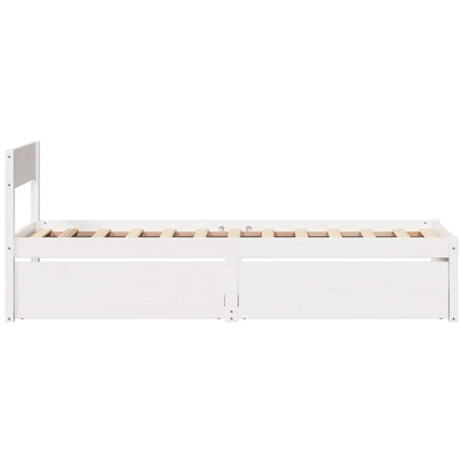 Cadre de lit sans matelas blanc 75x190 cm bois de pin massif