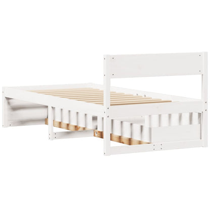 Cadre de lit sans matelas blanc 75x190 cm bois de pin massif