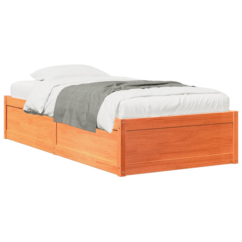 Cadre de lit sans matelas cire marron 100x200cm bois pin massif