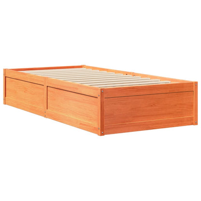 Cadre de lit sans matelas cire marron 100x200cm bois pin massif