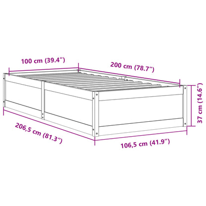 Cadre de lit sans matelas cire marron 100x200cm bois pin massif