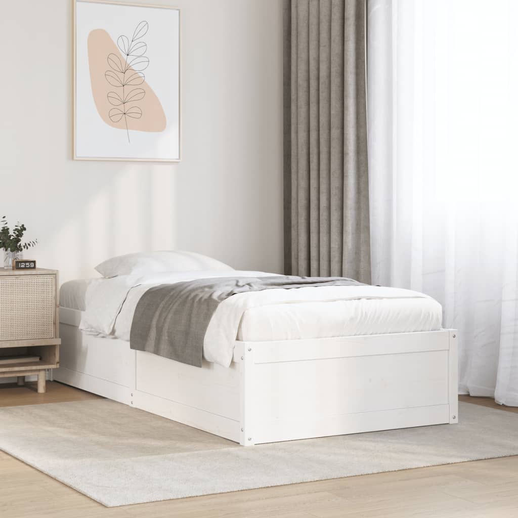 Cadre de lit sans matelas blanc 90x200 cm bois de pin massif