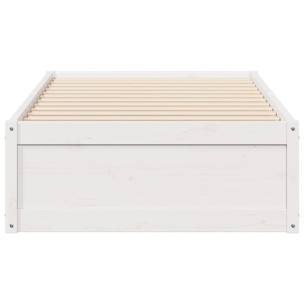 Cadre de lit sans matelas blanc 75x190 cm bois de pin massif