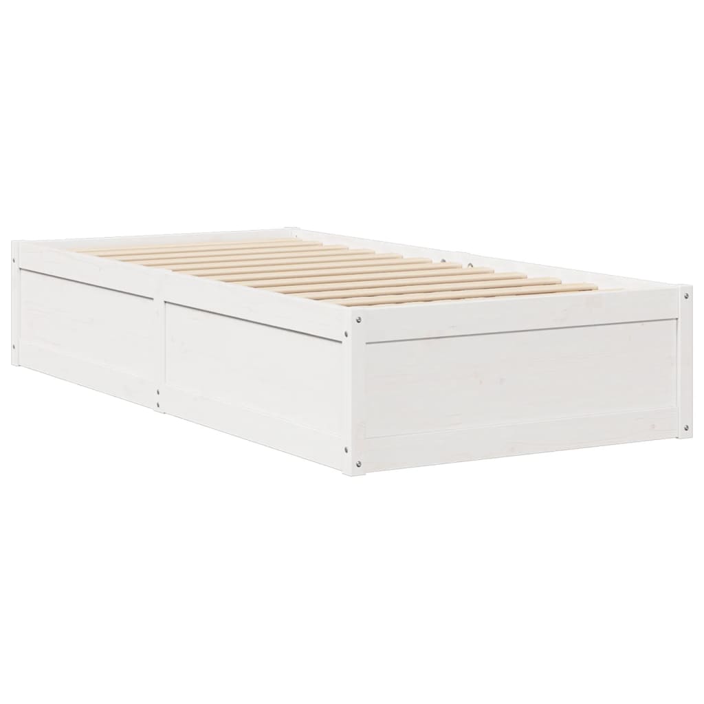 Cadre de lit sans matelas blanc 75x190 cm bois de pin massif